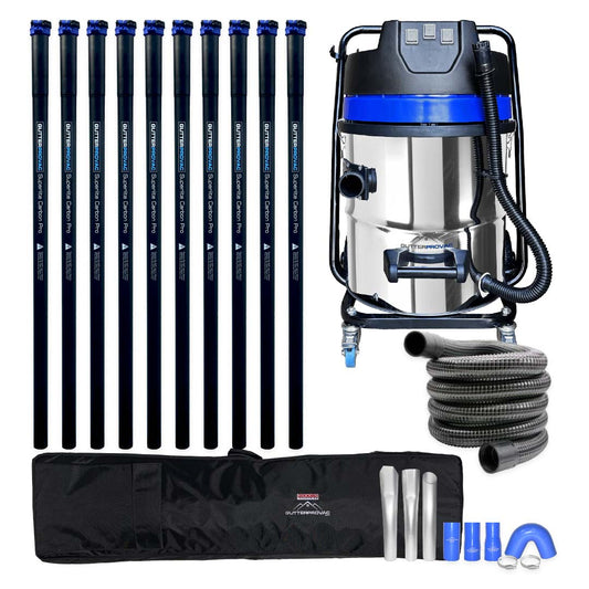 16 Gallon Classic Cyclone Gutter Vacuum Kit with 40 Foot (3 Story) Carbon Clamping Gutter Poles, Pole Carry Bag and 15ft Hose