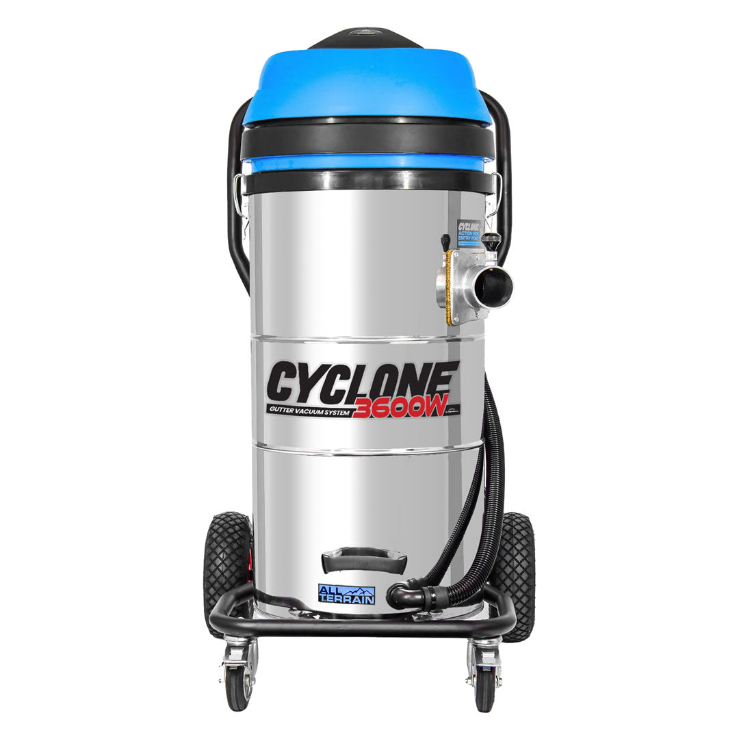 Cyclone II 3600W All-Terrain Gutter Vacuum - 27 Gallon Stainless Steel with 20 foot Carbon Clamping Poles & Bag