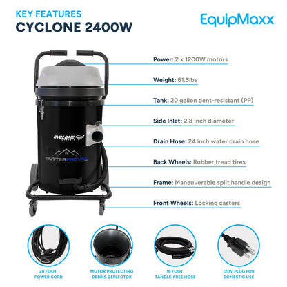 20 Gallon Domestic (120V) Gutter Vacuum Cyclone 2400W (Polypropylene)