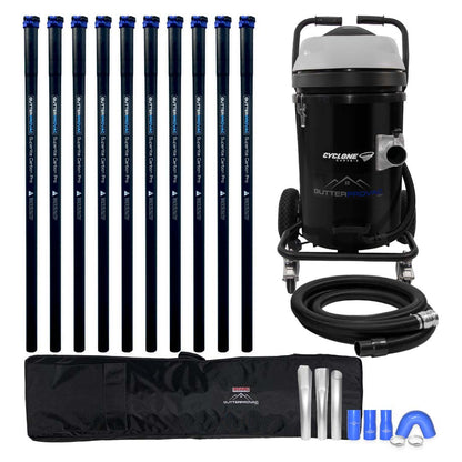 20 Gallon Cyclone II 3600W Polypropylene Gutter Vacuum with 40 Foot Carbon Fiber Clamping Poles and Bag