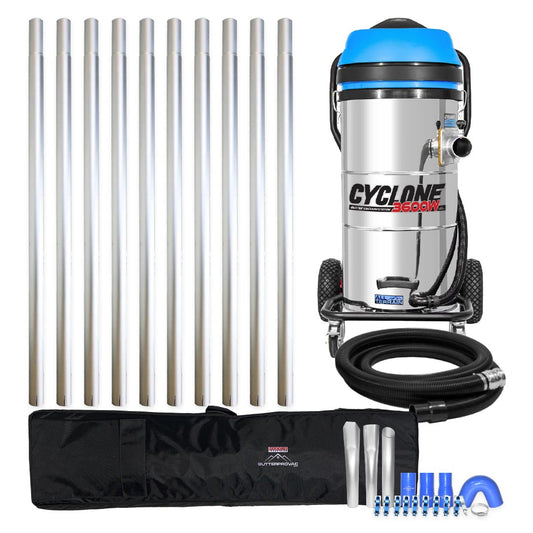 All-Terrain Cyclone II Gutter Cleaning System, 27 Gallon, 3600W, Stainless Steel with 40 foot Aluminum Poles & Bag