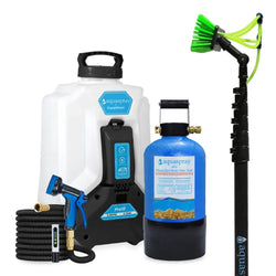 AquaSpray Pro16 4.2 Gallon Backpack Water Tank & Pump and DI Resin Tank for Waterfed Pole for Window and Solar Panel Cleaning