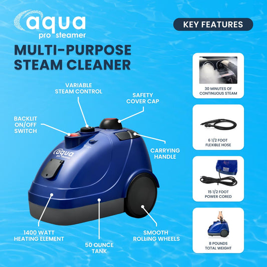 GRADE B Aqua Pro Steamer - Multi-Purpose Steam Cleaner with FREE Accessory Storage Bag