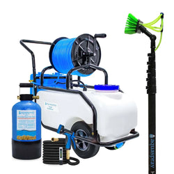 AquaSpray Rolling 16 Gallon Water Tank with DI Resin Tank and Waterfed Pole for Window and Solar Panel Cleaning