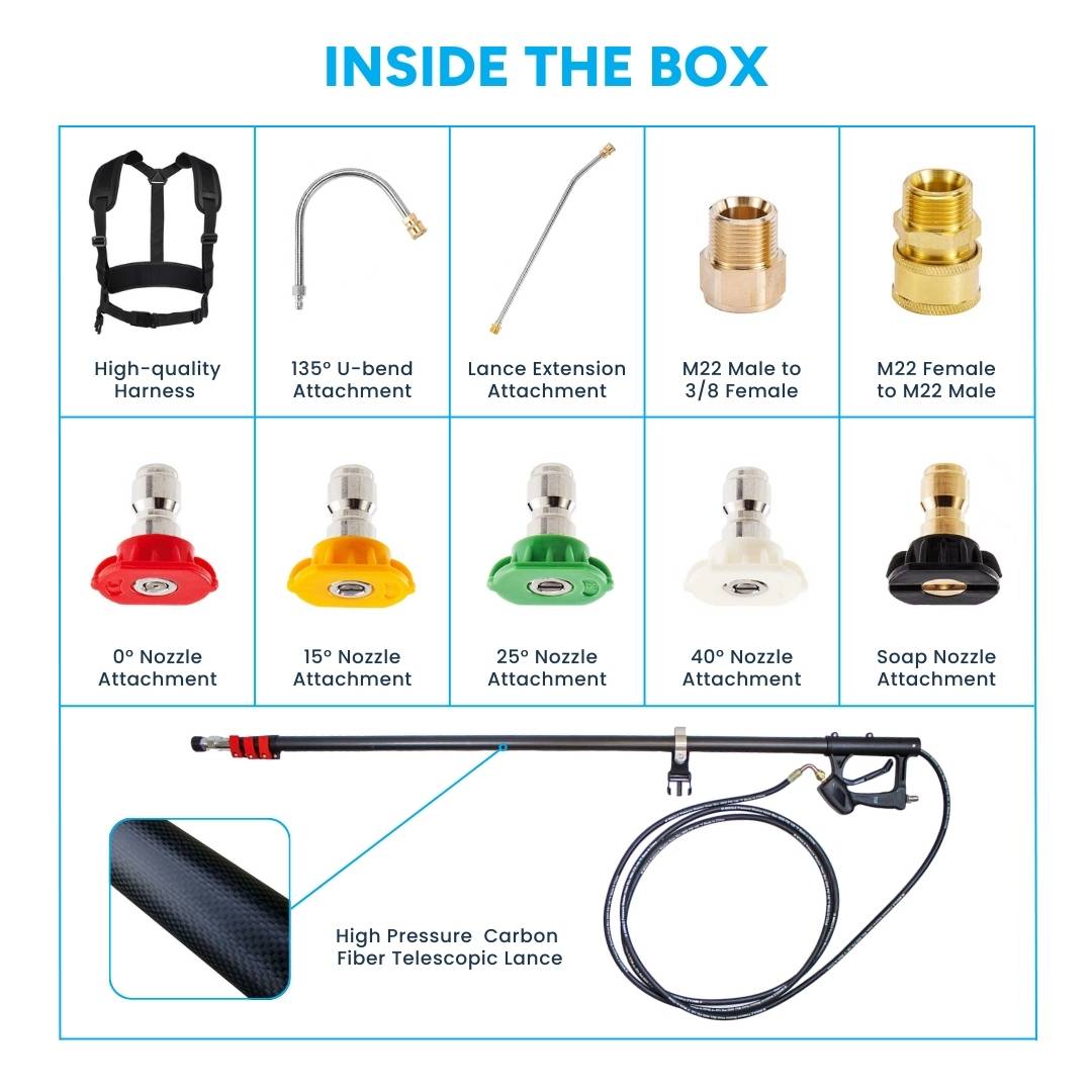 18ft Carbon Telescopic Lance Kit for Pressure Washers