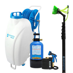 AquaSpray 12 Gallon Rolling Water Tank with Di Resin Tank and Waterfed Pole for Window and Solar Panel Cleaning