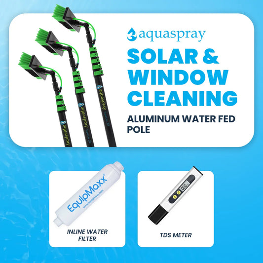 Aquaspray Telescopic Water Fed Pole with Inline Water Filter and TDS meter for Window and Solar Panel Cleaning