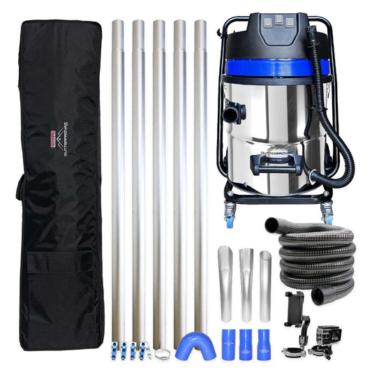 20ft (2 Story) Gutter Vacuum Cleaning System, 16 Gallon Classic Cyclone Vacuum, 15ft Hose, Inspection Camera and Bag (Bundle Discount)