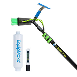 Aquaspray Telescopic Pole Kit with Double Gooseneck, Squeegee, Inline Water Filter, and TDS Meter