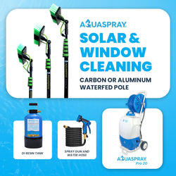 AquaSpray Rolling 5.2 Gallon Water Tank with DI Resin Tank and Waterfed Pole for Window and Solar Panel Cleaning