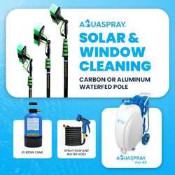 AquaSpray 12 Gallon Rolling Water Tank with Di Resin Tank and Waterfed Pole for Window and Solar Panel Cleaning