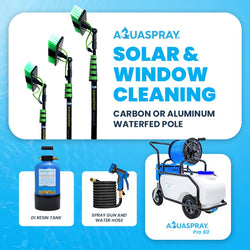 AquaSpray Rolling 16 Gallon Water Tank with DI Resin Tank and Waterfed Pole for Window and Solar Panel Cleaning