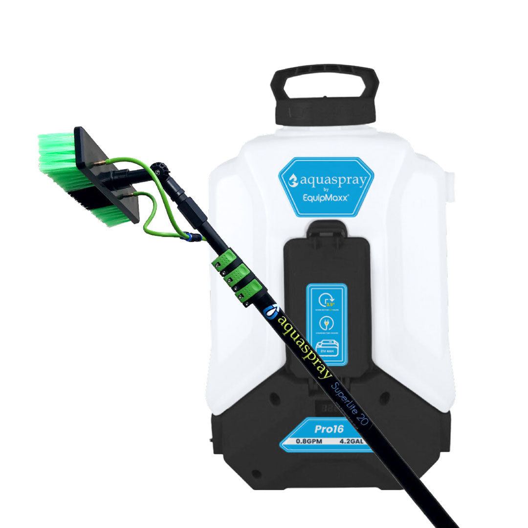 AquaSpray Pro16 - 4.2-gallon backpack tank with 20-foot aluminum water-fed pole option.