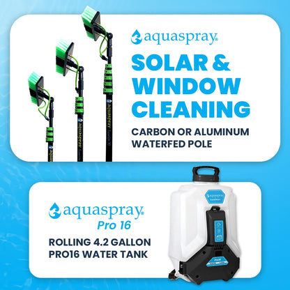 Aquaspray Pro16 Backpack Water Tank with Water Fed Pole Window and Solar Panel Cleaning