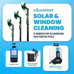 AquaSpray 4.2 Gallon Pro16 Backpack Water Tank & Pump, DI Resin Tank and Water fed Pole for Window and Solar Panel Cleaning