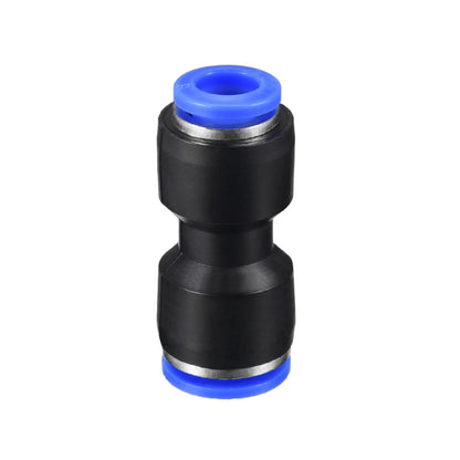 Top view of Straight Through Push Fitting 5/16" Coupler with a visible blue top seal and circular metallic grips.