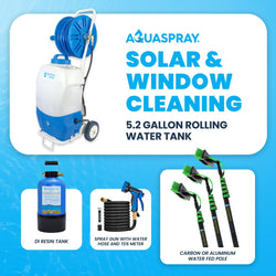 AquaSpray Rolling 5.2 Gallon Water Tank with DI Resin Tank and Waterfed Pole for Window and Solar Panel Cleaning