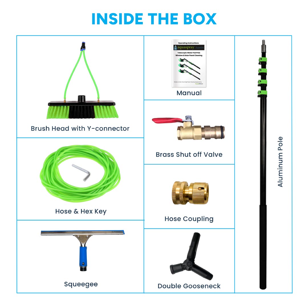 Aquaspray Water Fed Pole Kit for Window or Solar Cleaning (20 Feet Reach)
